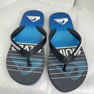 Quiksilver Graphic Blue Black Flip Flops Sandals Men's 8/9
